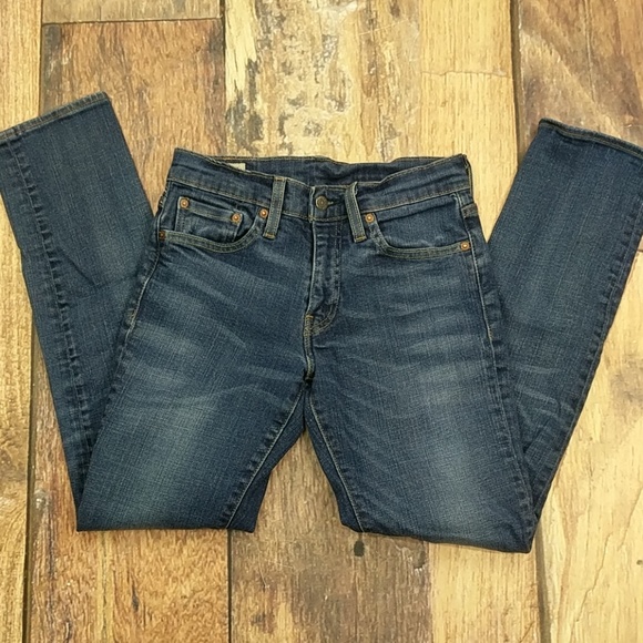 Levi's 511 Premium Denim Blue Jeans Big E Leather Patch 27" Waist 29" Inseam - Picture 2 of 8